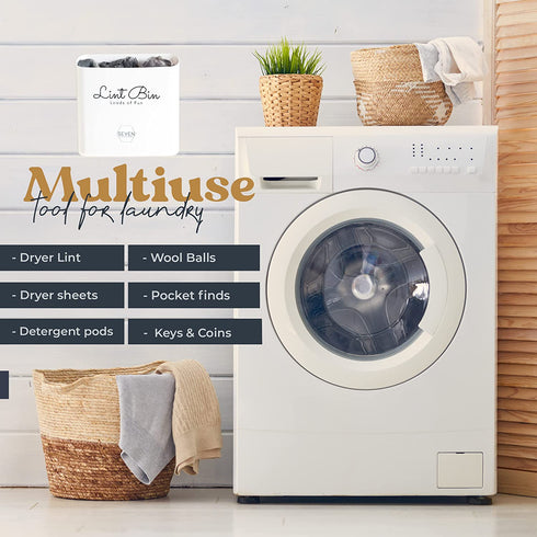 Magnetic Lint Bin Laundry Room Trash Can Dryer Sheet Holder Pods Container Dryer Vent Cleaner Kit - Laundry Room Organization Storage Bin Laundry Room Decor Accessories Farmhouse Laundry Basket
