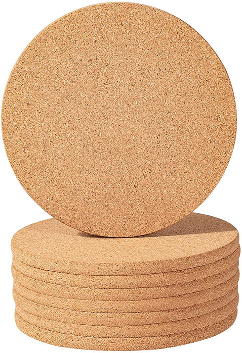 Cork Trivet Heat for Kitchen, Holder for Hot Dishes, Set of 8, 7.1X0.4 Inches Hot Plate Coaster Pads for Tables, Natural Heat Resistant Cork Placemat for Plants.