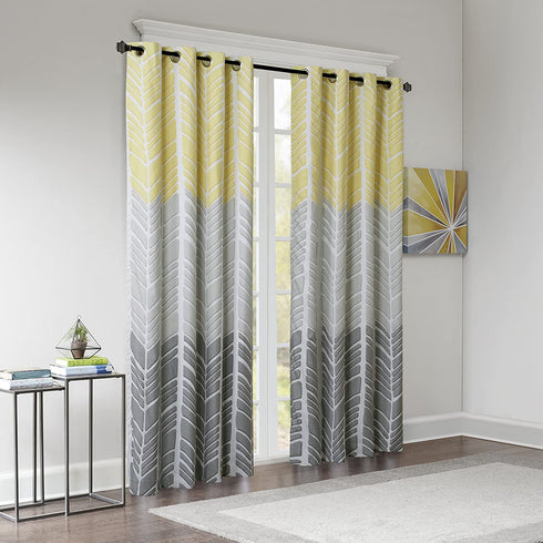 Intelligent Design Adel Blackout Curtain for Bedroom, Casual Single Window Panel for Livingroom , Family , Geometric Grommet Room Darkening Black Out Curtain, Single Panel Only, 50x84, Yellow