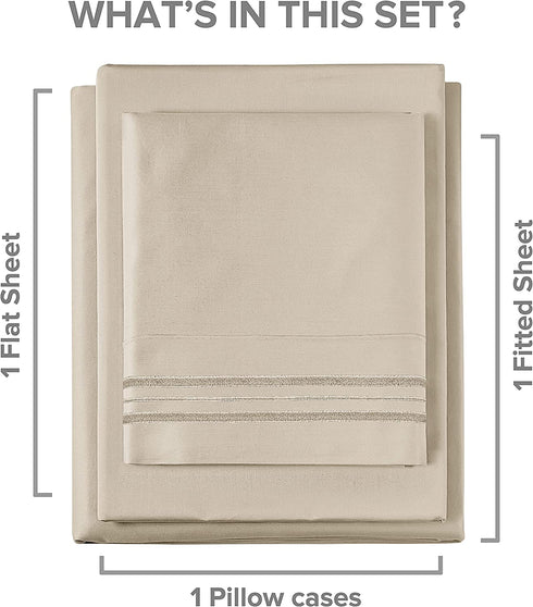 Twin Sheet Set - 3 Piece - College Dorm Room Bed Sheets - Hotel Luxury Bed Sheets - Extra Soft Sheets - Deep Pockets - Easy Fit - Breathable & Cooling Sheets Bed Sheets - Twin - Twin Mattress Sheets