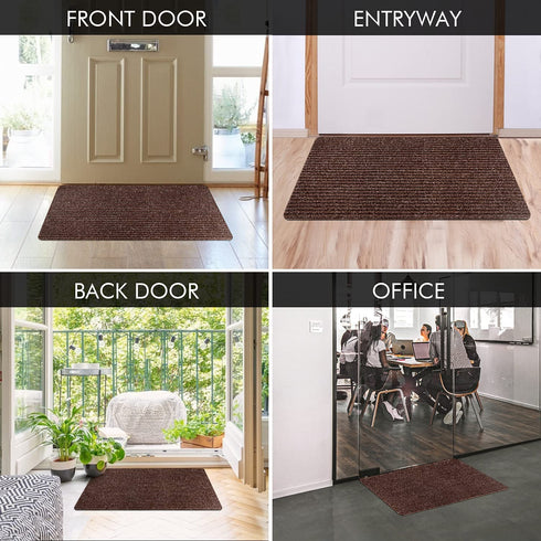 MBIGM Non-Slip Durable Indoor Doormats, Anti-Slip Super Absorbent Floor Door Mat for Dirt,Water,Sand & Snow,Low Profile Mats for Main Entry,Back Entrance,Bedroom, Kitchen & Office Use-Brown(36"x24")