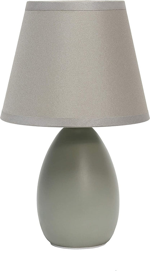 Simple Designs LT2009-GRY Mini Egg Oval Ceramic Table Lamp, Gray