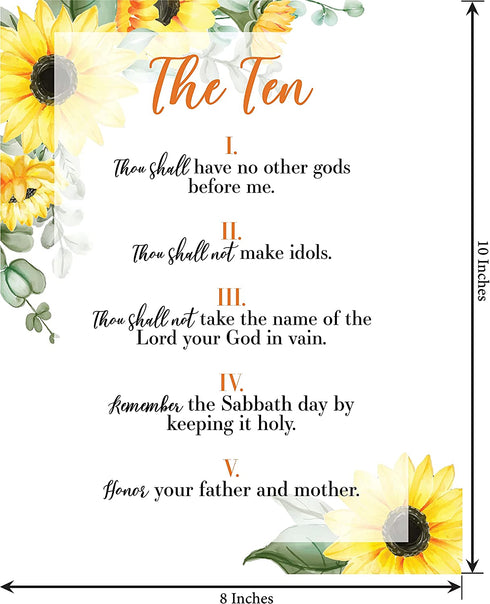 10 Commandments Wall Art - Fruit of The Spirit Wall Art - Ten Commandments Wall Decor - Christian Gift - Sunflower Decor - Family Wall Decor - UNFRAMED 8x10inch