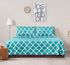 Utopia Bedding Printed Queen Sheet Set - 1 Fitted Sheet, 1 Flat Sheet and 2 Pillowcases - Soft Brushed Microfiber Fabric - Shrinkage and Fade Resistant (Queen, Aqua Quatrefoil with White Pattern)