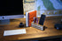 Wooden Phone Stand & Desk Pen Holder | HoffengWell Docking Station Organizer | Desktop Solid Wood Cup Pencil Storage | Office Cell Charging Organization Caddy