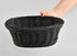 HOME-X Oval Plastic Woven Wicker Basket, Bread Baskets-Table Decor and Storage-Dark Gey-Set of 2 9.5"L x 8"W x 3.5"H