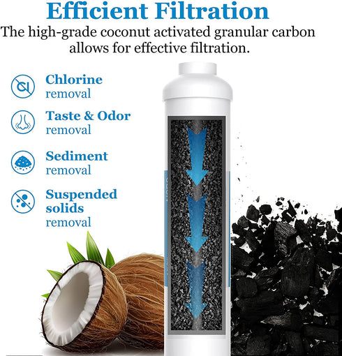 Vegebe Inline Water Filter for Ice Maker, Refrigerator, Under-Sink Reverse Osmosis Water System, Post Activated Carbon Water Filter Replacement Cartridge with 1/4-Inch Compression-Connect (Pack of 2)