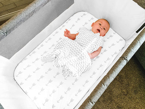 Bassinet Bed Sheets Premium Bassinet Fitted Sheet Set - 4 Pack 100% Jersey Knit Cotton Cradle Sheets Bassinet Bedding for Standard Size Oval or Halo Bassinet Pads Bassinet Sheet for Boy & Girl