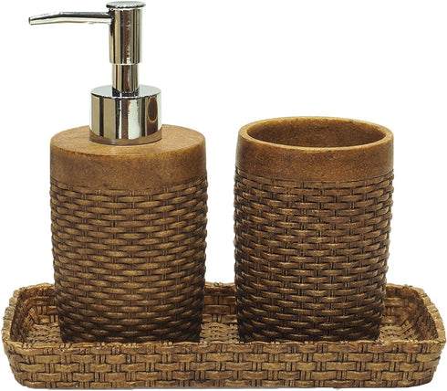 Vanelux Bathroom Accessories Set, 3-Piece Stunning Bath Gift Set, Including Soap Dispenser, Toothbrush Holder and Tray High Class Home D©cor Gift