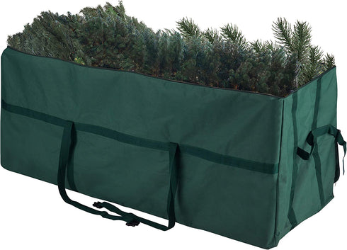 Christmas Tree Storage Bag- For 7.5 FT Artificial Trees- Quality Green Canvas & Binding Straps-Protects Holiday Decorations & Inflatables by Elf Stor