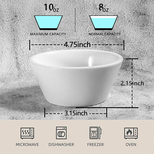 Wareland 10 Ounce Thick Edge Salsa Bowls Set of 3, Extra Sturdy Small Bowls for Side Dishes, 4.75 inch Bright White Ceramic Dipping Bowls for Charcuterie, Dishwasher Microwave Oven Safe Bowls