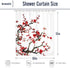 Homewelle Plum Shower Curtain Blossom Aesthetic Watercolor Floral 60Wx72L Inch Red Cherry Cute Traditional Weeping Flower Japanese Branch Ink Scenery Asian Waterproof Polyester Fabric Bathroom Bathtub