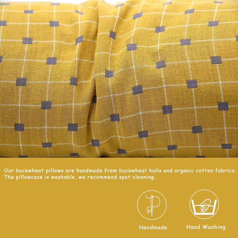 Buckwheat Pillow Neck Roll Pillow - EDOMI Cervical Lumbar Support Pillow Round Therapeutic Bolster Pillow for Stomach Sleepers Spine and Back Pain Buckwheat Hulls Filling (16x4 inch, Yellow)
