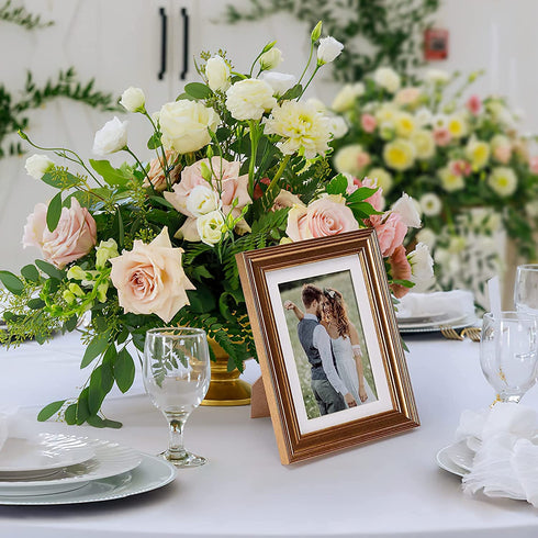 MEBRUDY 4x6 Picture Frames Set of 6, Display Pictures 4x6 with Mat or 5x7 Without Mat, Gold Photo Frames for Wall Mount or Table Top