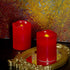 Flameless Candles-Set of 2(3"x4"/4") Red,Dripless Real Wax,Flickering Pillar Candles,Bright Warm Light,with Remote Control and Timing