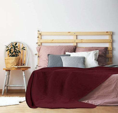Utopia Bedding Cotton Twin Blanket Burgundy - 72 x 90 Blanket for Bed - 350 GSM Soft Breathable Blanket