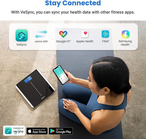 Etekcity Bathroom Scale for Body Weight and BMI, Smart Bluetooth Digital Weighing Scale, Upgraded Version of eb9380h Scale, Free VeSync App, Rounded Corner, 11 x 11 inches, 0.1lb/ 0.05kg, 400 Pounds