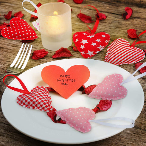 Valentine's Day Heart Hanging Decorations, Red and Pink Heart Fabric Soft Hanging Ornaments for Indoor Outdoor Wedding Party Supplies (20)