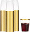 100 Gold Plastic Cups 10 Oz Clear Plastic Cups Tumblers Gold Rimmed Cups Fancy Disposable Wedding Cups Elegant Party Cups with Gold Rim