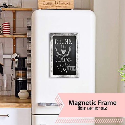 TenXVI Designs 11"x17" Magnetic Chalkboard Sign - Remove Legs to Vertically or Horizontally Hang or Stand - Perfect for Kitchen Countertop, Tabletops, Weddings, Home Decor - White