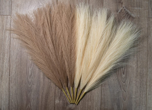 Leerui Faux Pampas Grass, Set of 6 Stems Large Tall 17'' Artificial Fake Flowers,Artificial Pampas Grass Vase-Dried Pampas Grass-Pompous Grass Branches Large