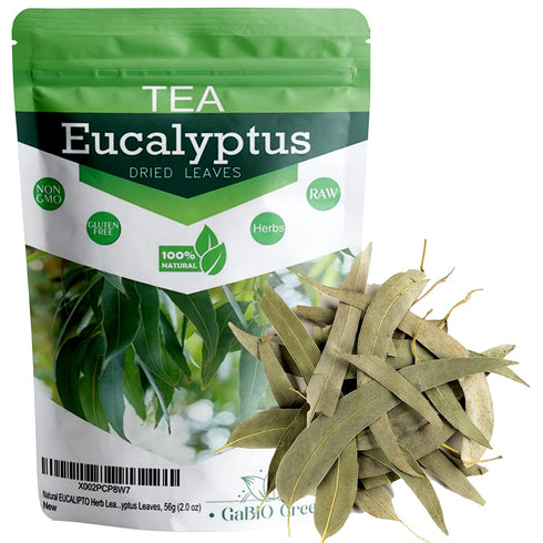 Eucalyptus Whole Leaves, Hojas enteras de eucalipto 2 oz/56.6 Gr, Herbal Loose Tea, whole leaf 2 oz eucalipto tea, Non-irradiated, help in colds, sore throats & digestion.2 oz Resealable Stand Up Pouch to Ensure Freshness