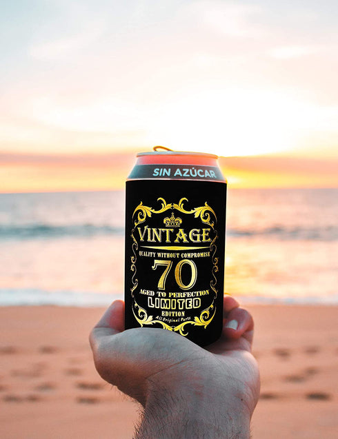 Cheers To 70th Years, 70th Birthday Can Bottle Cooler, 70th Birthday Gifts for Men, 70th Birthday Sleeve, 70th Birthday Decorations for Men, 70th Birthday Party Supplies, 70th Birthday Favors