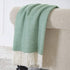 BOURINA Herringbone Two Tone Throw Blanket Faux Cashmere Fringe Soft Lightweight Cozy for Bed Couch Decorative Throws Blanket, Green, 50" x 60"