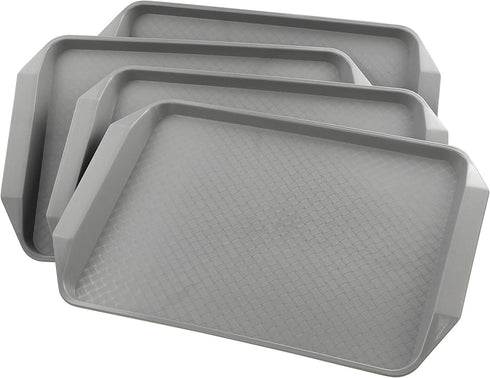 Anbers Grey Plastic Serving Tray/Cafeteria Fast Food Tray,12" by 16", Pack of 4