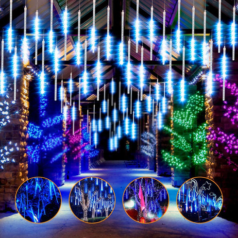 Allnice Meteor Shower Lights Falling Rain Lights Christmas Lights 30cm 8 Tube 192 LEDs Fairy String Lights for Halloween Christmas Wedding Tree Garden Home Outdoor Decoration (Blue)