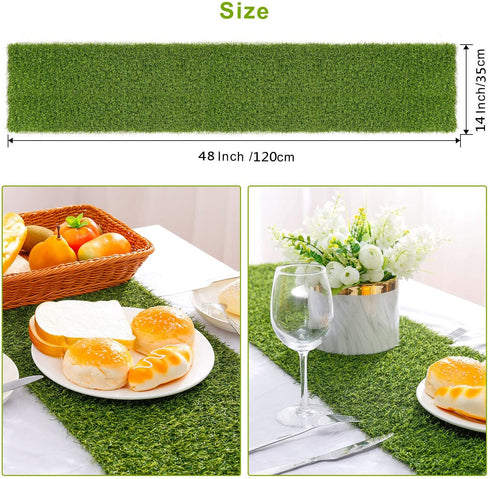 Farochy Artificial Grass Table Runners - Synthetic Grass Table Runner for Wedding Party, Birthday, Banquet, Baby Shower, Home Decorations (14 x 48 inches)