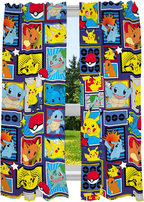 Franco Kids Room Window Curtains Drapes Set, 82 in x 63 in, Pokemon