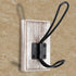 OLBET Farmhouse Towel Hooks for Bathroom Wall Mounted - Rustic Wall Hooks for Hanging Coats - 2 Pack - Retro Iron Wood Hooks - Classical Heavy Duty Hangers for Your House - Weathered White