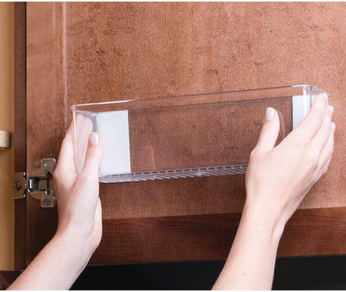 iDesign AFFIXX Plastic Wall Mount Organizer Rack, Shelf for Kitchen, Bathroom, Office, Bedroom, Craft Room, 3" x 11" x 3.25", Clear