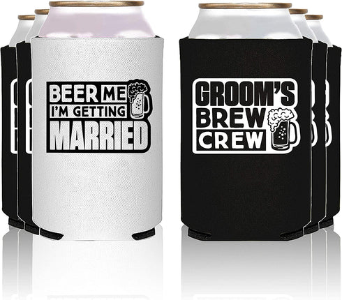 NeeNoNex Beer Me I'm Getting Married and Groom's Crew Crew Insulated Can Coolie Coolers (12, Beer Me + Brew Crew)