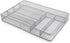 TQVAI Mesh Cutlery Tray 6 Compartments Kitchen Drawer Silverware Holder Utensils Flatware Organizer, Silver