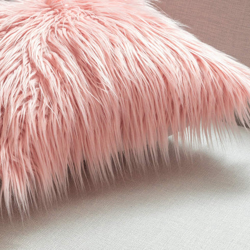 Ashler HOME DECO Pack of 2 Decorative Luxury Style Pink Faux Fur Throw Pillow Case Cushion Cover 18 x 18 Inches 45 x 45 cm