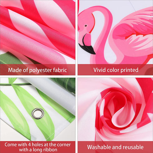 Summer Flamingo Themed Party Decoration Backdrop Flamingo Banner Party Supplies Tropical Floral Photo Booth Hawaiian Themed Party Decoration for Birthday Party Luau Beach Party, 70.8 x 43.3 Inch