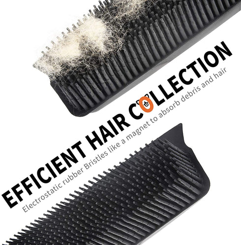 Conliwell Rubber Broom Pet Hair Removal Tool, Carpet Rake Floor Brush with Squeegee Fur, Portable Detailing Lint Remover Brush, Soft Push Broom for Fluff Carpet, Hardwood Floor, Tile, Window