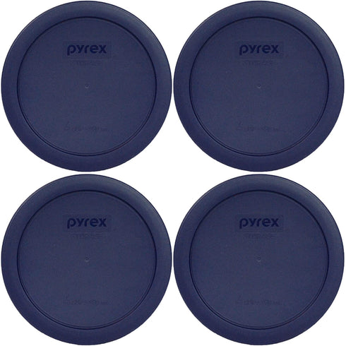 Pyrex Bundle - 4 Items: 7201-PC 4-Cup Blue Round Plastic Lids