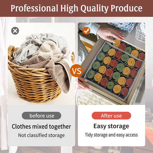 Socks Organizer ,3packs Dresser Drawer Organizer 72 Cell Collapsible Closet Underwear Organizer Drawer Divider for Storing Socks, Underwear, Silk Scarves, Ties, Belts