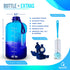AQUAFIT 1 Gallon Water Bottle with Straw Motivational Water Bottle Big Water Bottle with Straw 1 Gallon Water Bottle Water Jug 1 Gallon Water Jug Water Bottle with Time Marker Daily Dark Blue