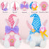 2PCS Bunny Easter Gnome Plush Easter Decorations Handmade Rabbit Dolls Easter Gifts for Kids Elf Home Ornaments for Living Room Easter Table Decor Spring Holiday Decor 14 Inches Pink and Blue