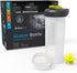 BluePeak Protein Shaker Bottle 28 oz with Dual Mixing Technology, Strong Loop Top, BPA Free, Shaker Balls & Mixing Grids Included - On-The-Go Large Protein Shakers (3 Pack - Yellow, Blue, Black)