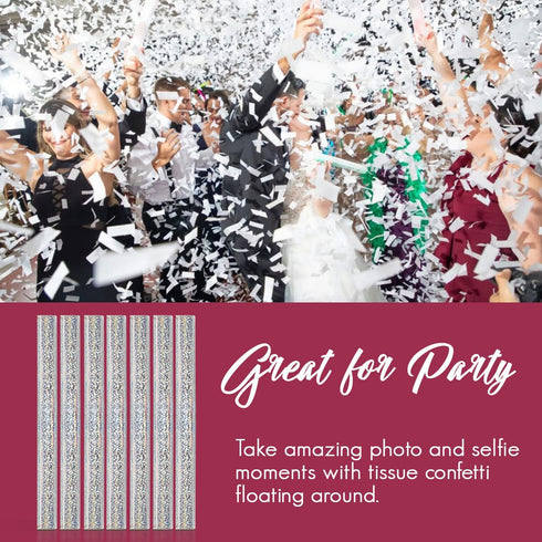 Battife White Confetti Wands 10Pack Tissue Confetti Sticks for Wedding Party Celebrations, Anniversary, Birthday, 7.8inch