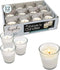 White Votive Candles - 12 Pack - Clear Glass Cups, Unscented, Long 12 Hour Burn Time - for Party Decorations, Birthday, Wedding and Dinner Centerpieces - Hyoola