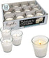 White Votive Candles - 12 Pack - Clear Glass Cups, Unscented, Long 12 Hour Burn Time - for Party Decorations, Birthday, Wedding and Dinner Centerpieces - Hyoola