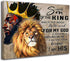 Africa America Wall Art Black King and Lion Wall Art I Am The Son Of The King Poster Black King Canvas Poster African King Man and Lion Poster for Bedroom Office Wall Decorations 24x16inch No Frame