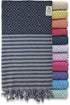 Ray Silver Premium Turkish Beach Towel 100% Cotton-Quick Dry Turkish Bath Towel 71?x40?(100x180 cm)-Prewashed Peshtemal Blanket-Thin Light Weight Travel SPA Pool Bath Beach Gym Pool (Black/Grey)