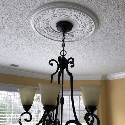 Ekena Millwork CMP22AT Attica PVC Thermoformed Ceiilng Medallions, 22"OD x 3 1/2"ID x 1"P (Fits Canopies up to 7 3/4"), Unfinished